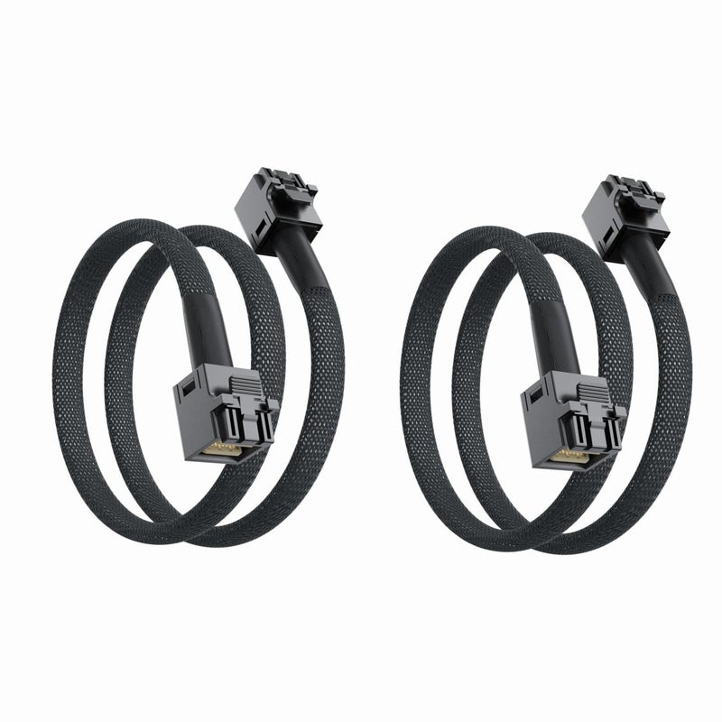 ipolex SFF-8643 to SFF-8643 Internal Mini SAS HD Cable with Sideband, Support up to 4 Lanes of SAS Data, Work with Server, Raid Card & PCI Express Controller, 0.5-m(1.6ft), 2 Pack - Image 1